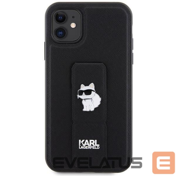 Nugarėlės dėklai Karl Lagerfeld Karl Lagerfeld Gripstand Saffiano Choupette Pins Case for iPhone 11 / Xr - Black