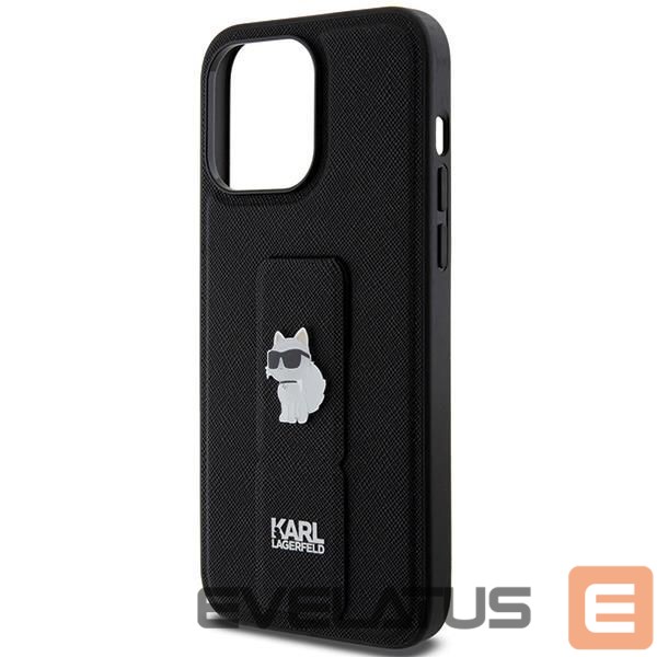 Nugarėlės dėklai Karl Lagerfeld Karl Lagerfeld Gripstand Saffiano Choupette Pins Case for iPhone 13 Pro / 13 - Black