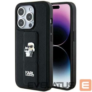 Nugarėlės dėklai Karl Lagerfeld  Karl Lagerfeld Gripstand Saffiano Karl&Choupette Pins case for iPhone 13 Pro / 13 - black 