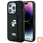 Nugarėlės dėklai Karl Lagerfeld  Karl Lagerfeld Gripstand Saffiano Karl&Choupette Pins case for iPhone 14 Pro - black 