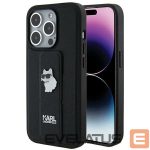 Nugarėlės dėklai Karl Lagerfeld  Karl Lagerfeld Gripstand Saffiano Choupette Pins case for iPhone 14 Pro Max - black 