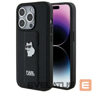 Nugarėlės dėklai Karl Lagerfeld  Karl Lagerfeld Gripstand Saffiano Choupette Pins case for iPhone 14 Pro Max - black 