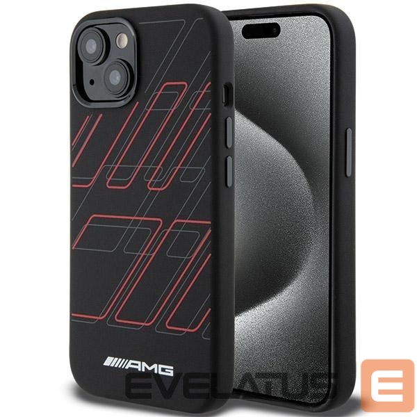 Nugarėlės dėklai Mercedes-Benz AMG Silicone Large Rhombuses Pattern MagSafe Case for iPhone 15 Plus / 14 Plus - Black