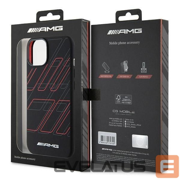 Nugarėlės dėklai Mercedes-Benz AMG Silicone Large Rhombuses Pattern MagSafe Case for iPhone 15 Plus / 14 Plus - Black