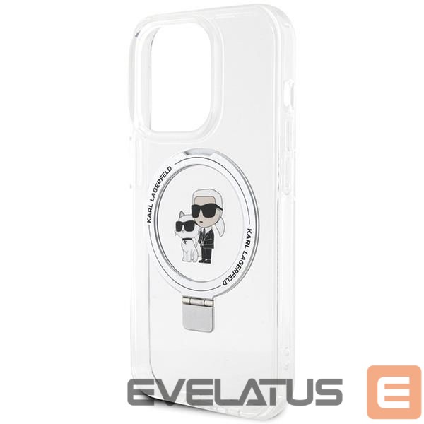 Nugarėlės dėklai Karl Lagerfeld Karl Lagerfeld Ring Stand Karl&Choupette MagSafe case for iPhone 13 Pro / 13 - white