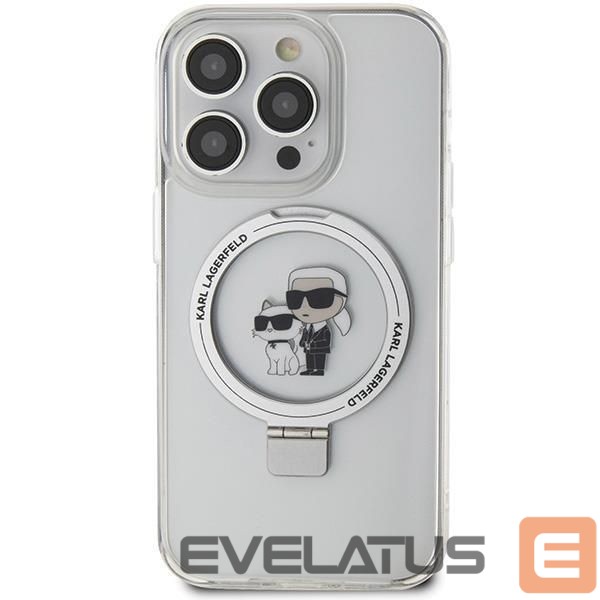 Nugarėlės dėklai Karl Lagerfeld Karl Lagerfeld Ring Stand Karl&Choupette MagSafe case for iPhone 13 Pro / 13 - white