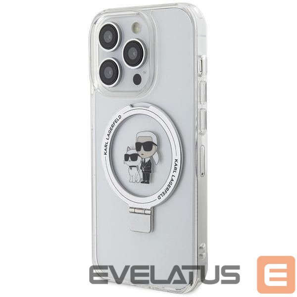 Nugarėlės dėklai Karl Lagerfeld Karl Lagerfeld Ring Stand Karl&Choupette MagSafe case for iPhone 13 Pro / 13 - white