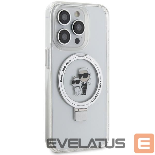 Nugarėlės dėklai Karl Lagerfeld Karl Lagerfeld Ring Stand Karl&Choupette MagSafe case for iPhone 13 Pro / 13 - white