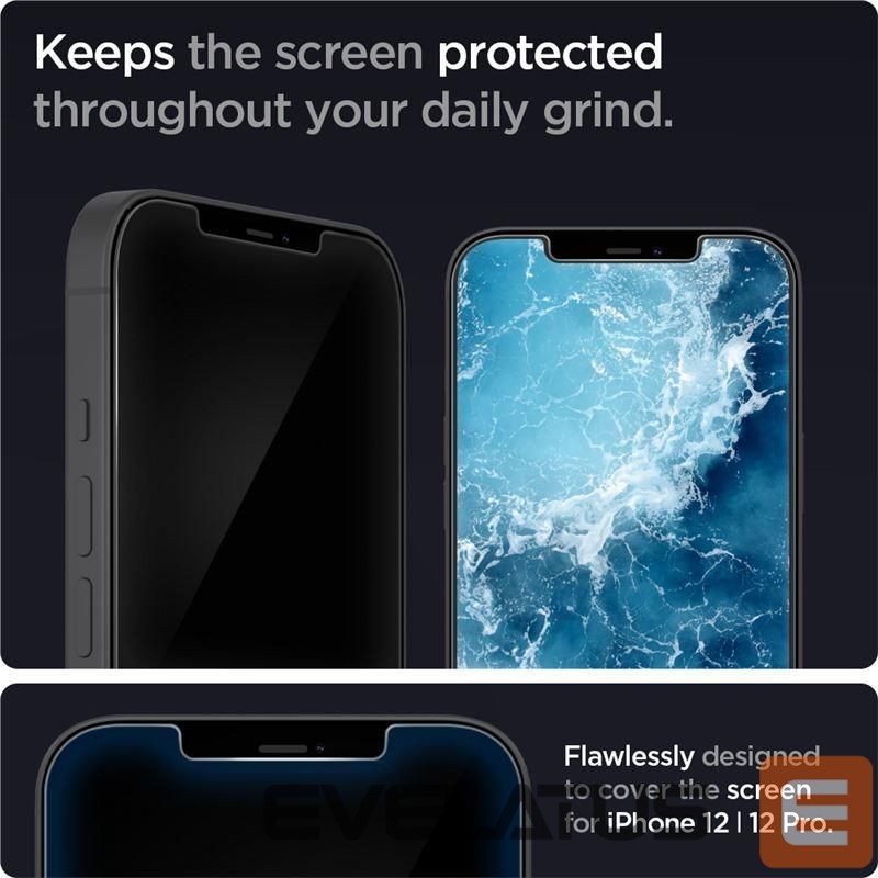 Apsauginiai stiklai Spigen Spigen Glas.tR EZ Fit Tempered Glass for iPhone 12 / iPhone 12 Pro - 2 pcs.