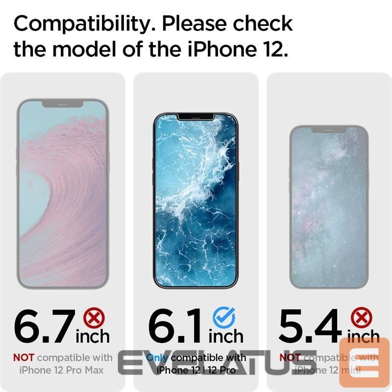 Apsauginiai stiklai Spigen Spigen Glas.tR EZ Fit Tempered Glass for iPhone 12 / iPhone 12 Pro - 2 pcs.