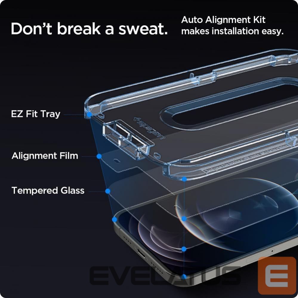Apsauginiai stiklai Spigen Spigen Glas.tR EZ Fit Tempered Glass for iPhone 12 / iPhone 12 Pro - 2 pcs.