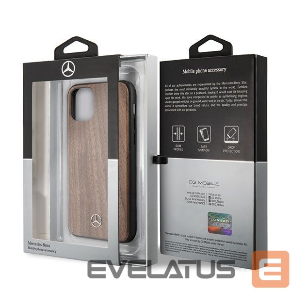 Nugarėlės dėklai Mercedes-Benz Mercedes MEHCN65VWOLB iPhone 11 Pro Max hard case brązowy/brown Wood Line Walnut