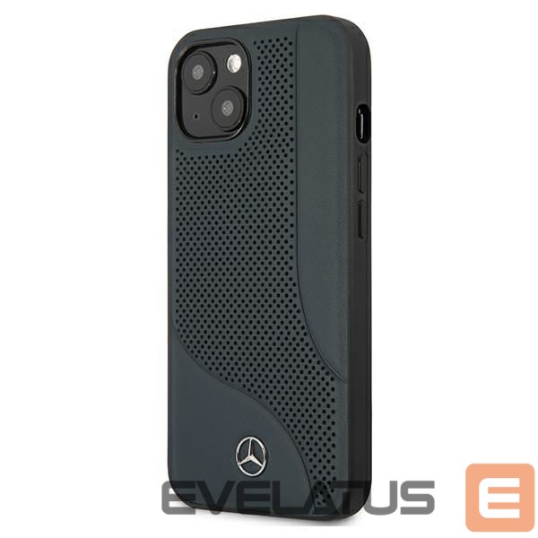 Nugarėlės dėklai Mercedes-Benz Mercedes Leather Perforated Area Case for iPhone 13 mini - Navy Blue