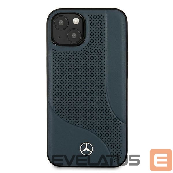 Nugarėlės dėklai Mercedes-Benz Mercedes Leather Perforated Area Case for iPhone 13 mini - Navy Blue