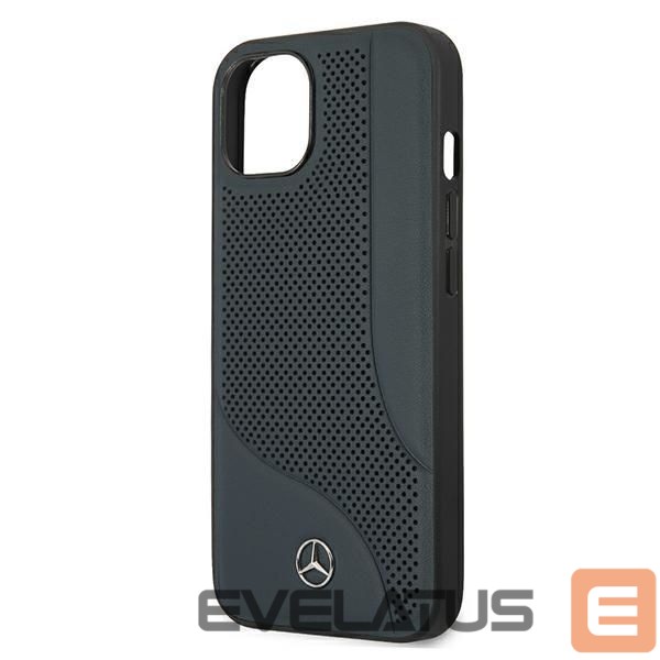 Nugarėlės dėklai Mercedes-Benz Mercedes Leather Perforated Area Case for iPhone 13 mini - Navy Blue