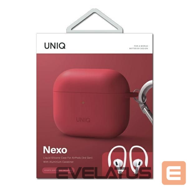 Nugarėlės dėklai UNIQ Uniq Nexo case for AirPods 3 + Ear Hooks Silicone - red