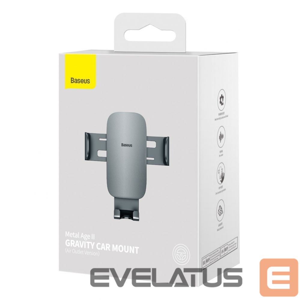 Automatinis laikiklis Baseus Baseus Metal Age II gravitational car phone holder for ventilation grille dark gray (SUJS000013)