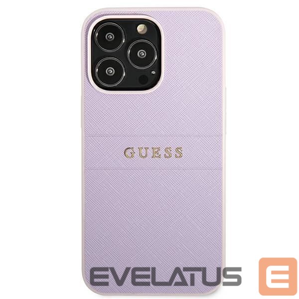 Nugarėlės dėklai Guess Guess GUHCP13LPSASBPU iPhone 13 Pro / 13 6.1" purple/purple Saffiano Hot Stamp & Metal Logo