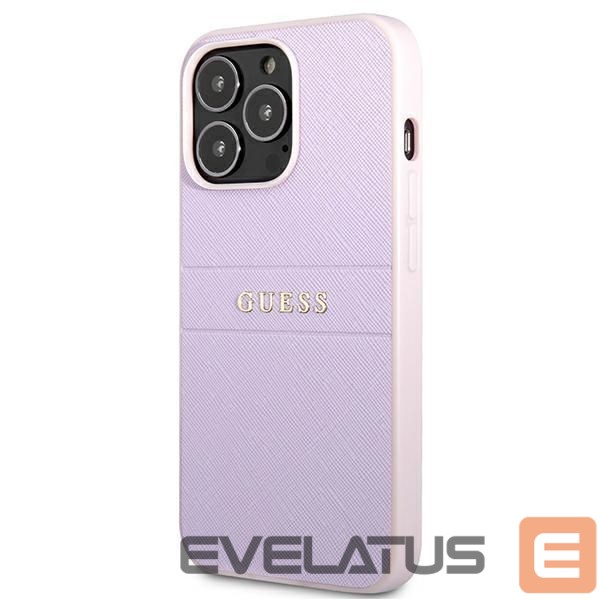 Nugarėlės dėklai Guess Guess GUHCP13LPSASBPU iPhone 13 Pro / 13 6.1" purple/purple Saffiano Hot Stamp & Metal Logo