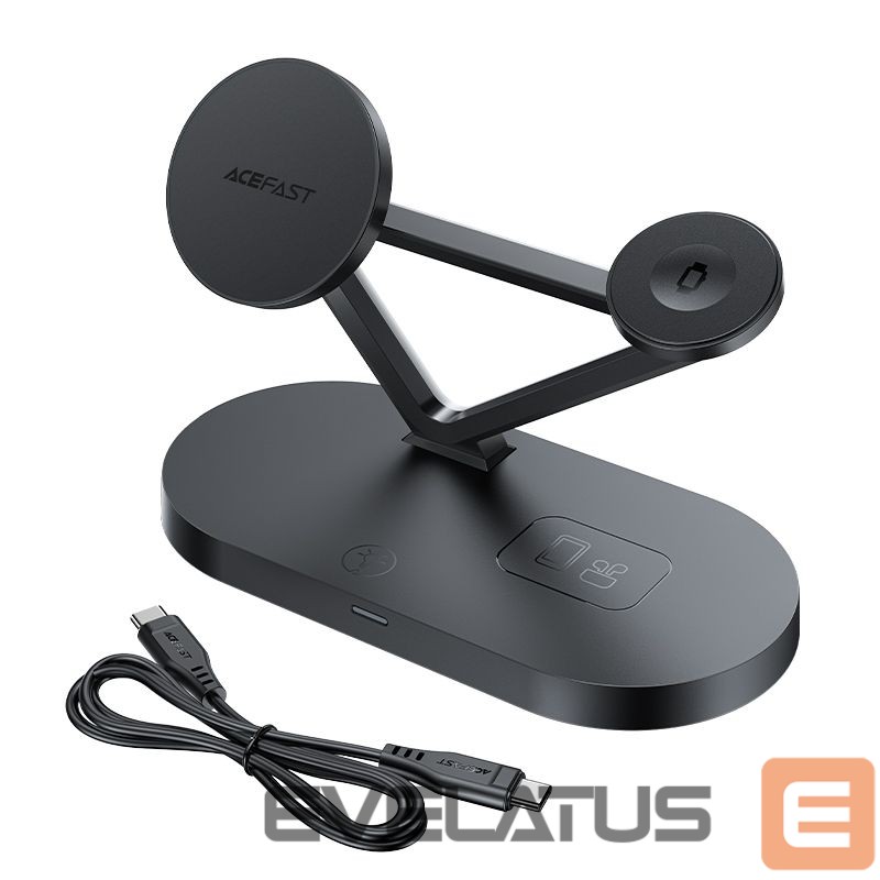 Belaidis įkroviklis Acefast Acefast 15W Qi Wireless Charger for iPhone (with MagSafe), Apple Watch and Apple AirPods Stand Holder Magnetic Holder Black (E9 black) Black