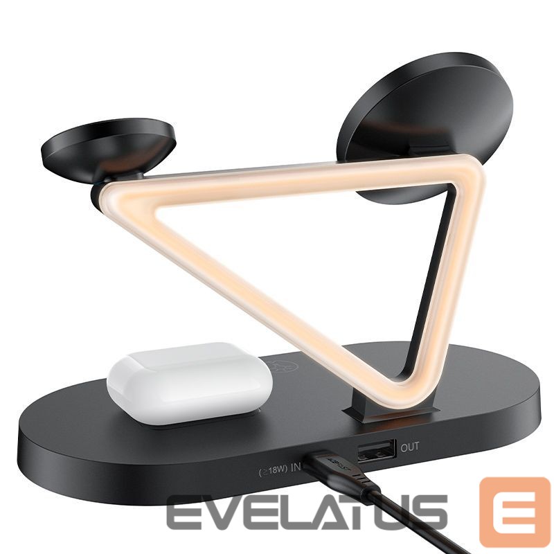 Belaidis įkroviklis Acefast Acefast 15W Qi Wireless Charger for iPhone (with MagSafe), Apple Watch and Apple AirPods Stand Holder Magnetic Holder Black (E9 black) Black