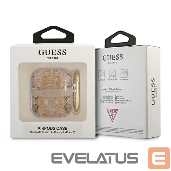 Nugarėlės dėklai Guess Guess GUA2HHFLD AirPods cover gold/gold Paisley Strap Collection