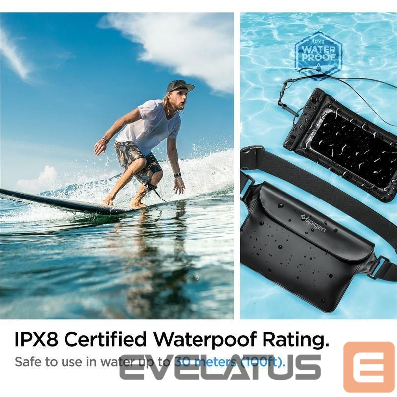 Universalus sporto dėklas Spigen Spigen Aqua Shield A621 Waterproof Hip Bag + Floating Case - Black