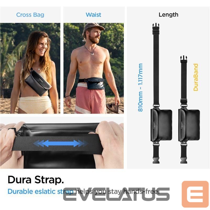 Universalus sporto dėklas Spigen Spigen Aqua Shield A621 Waterproof Hip Bag + Floating Case - Black