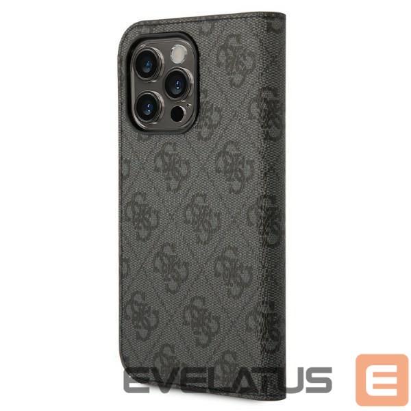 Nugarėlės dėklai Guess Guess GUBKP14LHG4SHK iPhone 14 Pro 6.1 "black / black book 4G Vintage Gold Logo