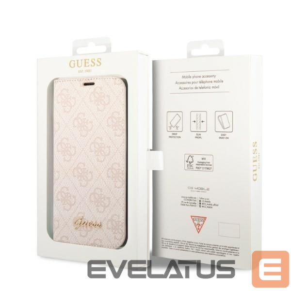 Nugarėlės dėklai Guess Guess GUBKP14XHG4SHP iPhone 14 Pro Max 6.7 "pink / pink book 4G Vintage Gold Logo