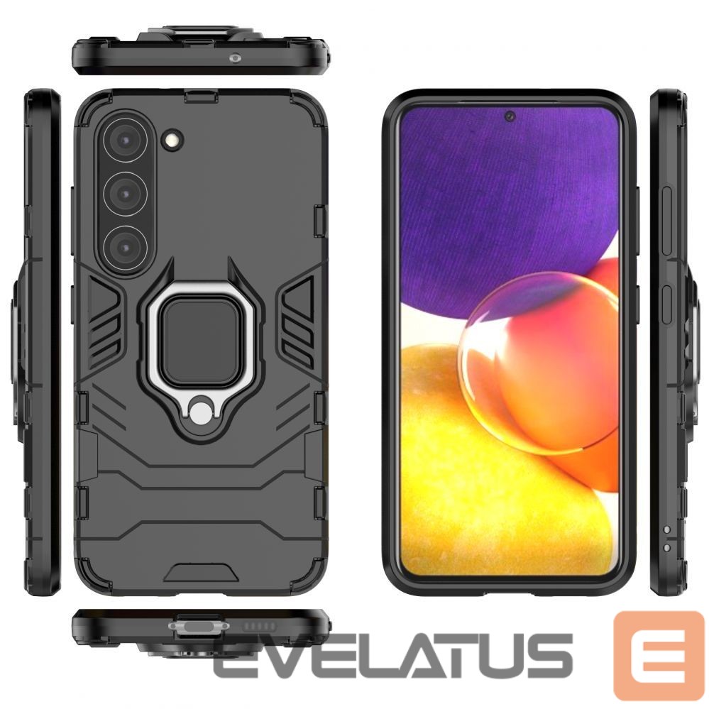 Nugarėlės dėklai Hurtel - Ring Armor case for Samsung Galaxy S23 armored cover magnetic holder ring black