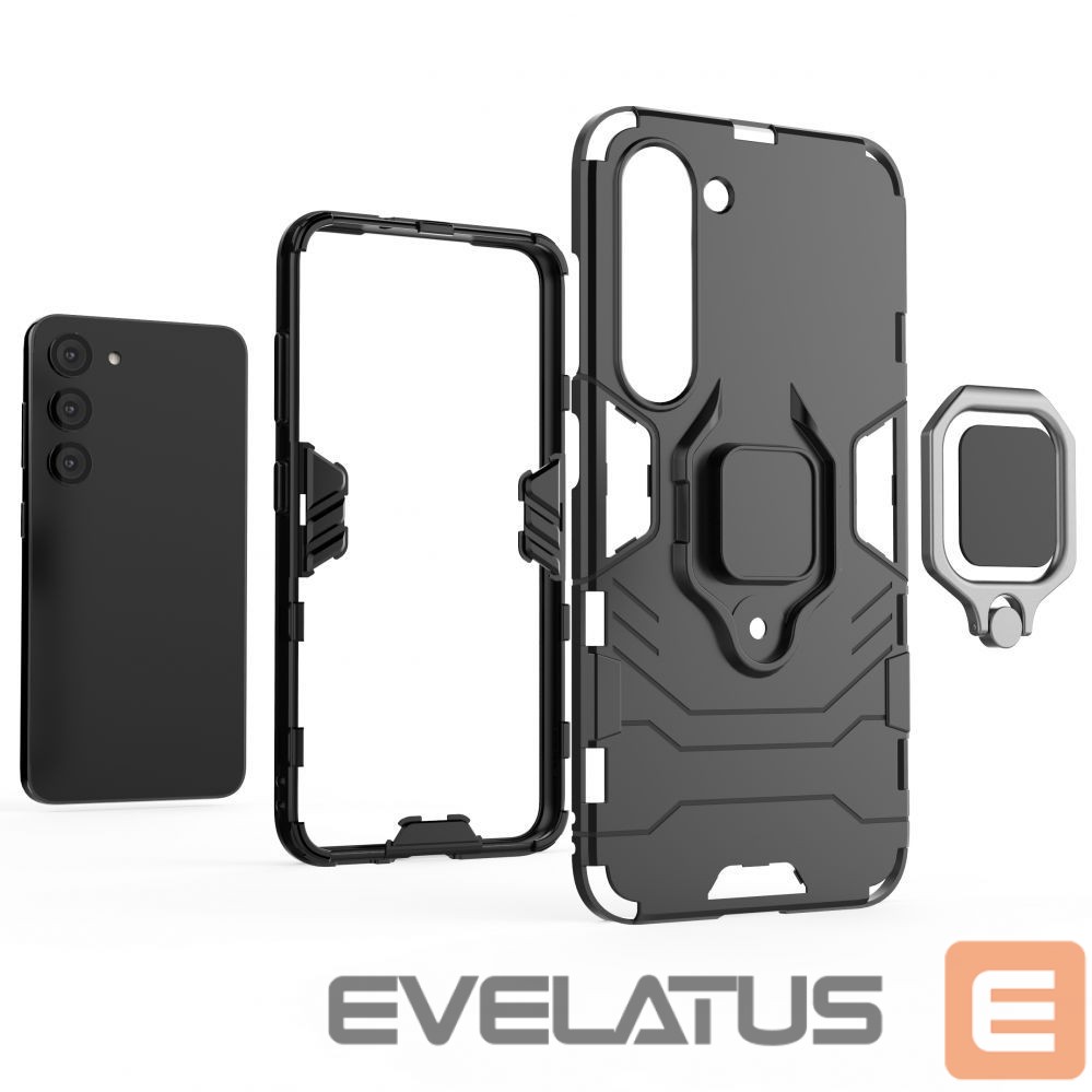 Nugarėlės dėklai Hurtel - Ring Armor case for Samsung Galaxy S23 armored cover magnetic holder ring black