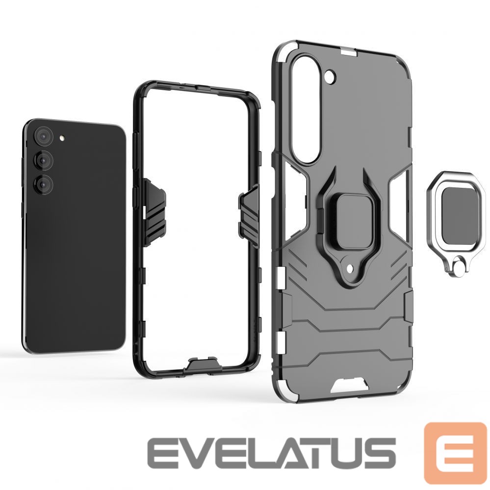 Nugarėlės dėklai Hurtel Ring Armor case for Samsung Galaxy S23+ armored cover magnetic holder ring black