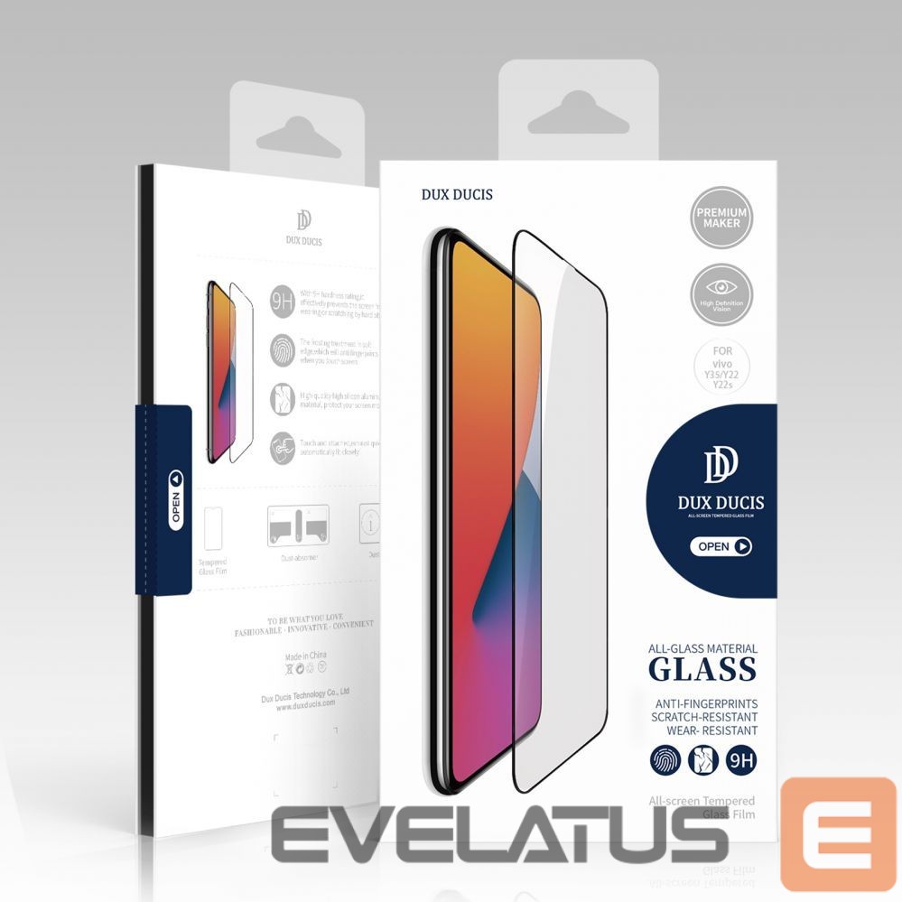 Apsauginiai stiklai Dux Ducis Dux Ducis 9D Tempered Glass Vivo Y35 / Vivo Y22 / Vivo Y22s 9H Tempered Glass with Black Frame