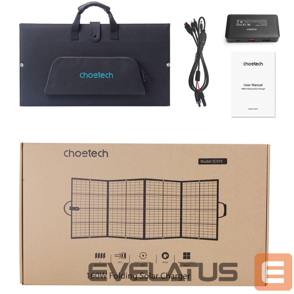 Adapteriai Choetech Choetech SC010 solar tourist charger, foldable, 160W - black