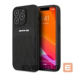 Nugarėlės dėklai Mercedes-Benz  AMG AMHCP13LOSDBK iPhone 13 Pro / 13 6.1" black/black hardcase Leather Curved Lines 