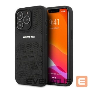 Nugarėlės dėklai Mercedes-Benz  AMG AMHCP13LOSDBK iPhone 13 Pro / 13 6.1" black/black hardcase Leather Curved Lines 