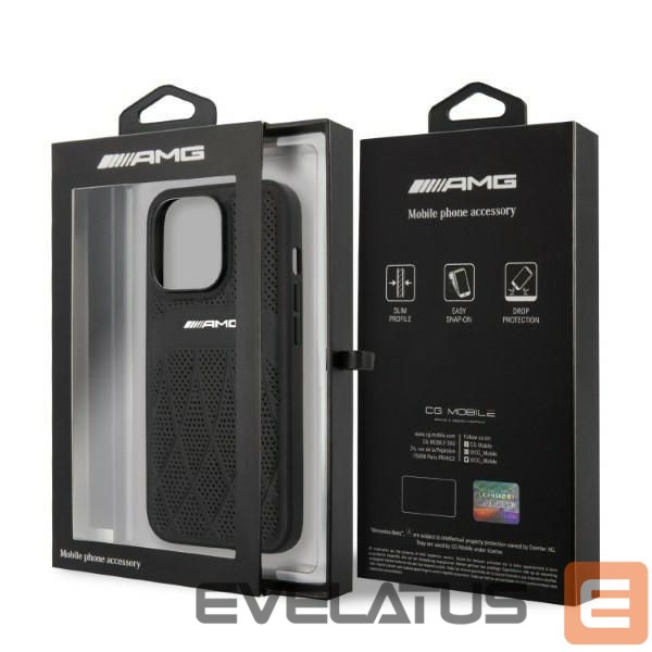 Nugarėlės dėklai Mercedes-Benz AMG AMHCP13LOSDBK iPhone 13 Pro / 13 6.1" black/black hardcase Leather Curved Lines