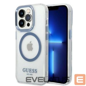 Nugarėlės dėklai Guess  Guess Metal Outline MagSafe case for iPhone 14 Pro - blue 