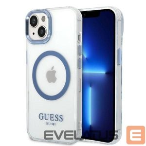 Nugarėlės dėklai Guess  Guess Metal Outline MagSafe case for iPhone 14 Plus - blue 