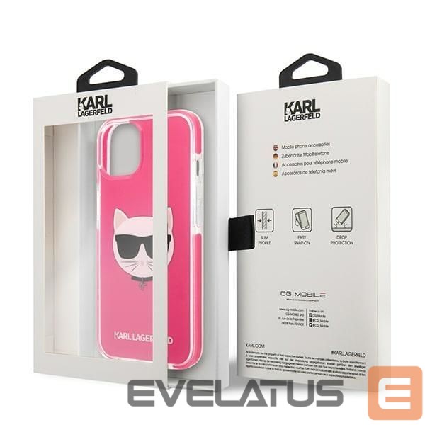 Nugarėlės dėklai Karl Lagerfeld Karl Lagerfeld Choupette Head case for iPhone 13 - fuchsia