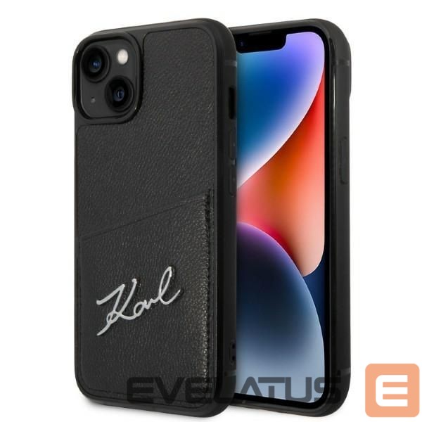 Nugarėlės dėklai Karl Lagerfeld Karl Lagerfeld Signature Logo Cardslot case for iPhone 14 Plus - black