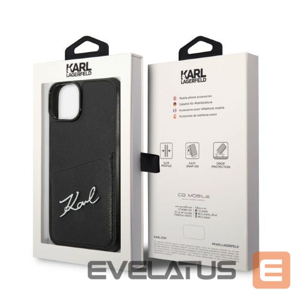 Nugarėlės dėklai Karl Lagerfeld Karl Lagerfeld Signature Logo Cardslot case for iPhone 14 Plus - black