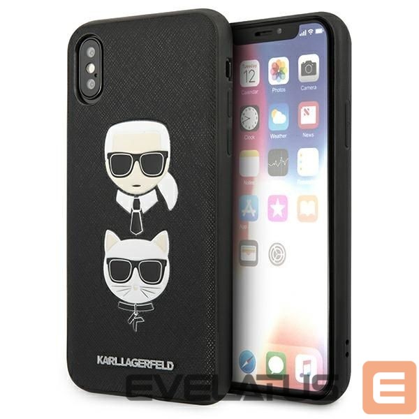 Nugarėlės dėklai Karl Lagerfeld Karl Lagerfeld Saffiano Karl&Choupette Head case for iPhone X/XS - black