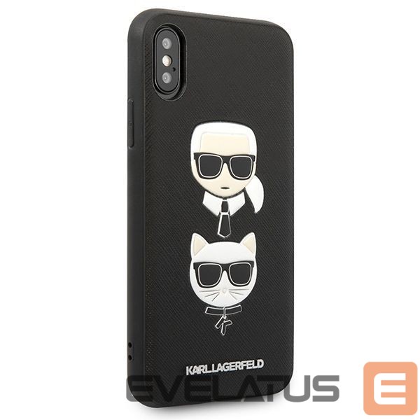 Nugarėlės dėklai Karl Lagerfeld Karl Lagerfeld Saffiano Karl&Choupette Head case for iPhone X/XS - black