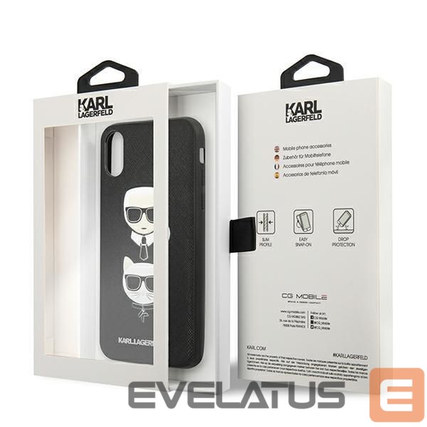 Nugarėlės dėklai Karl Lagerfeld Karl Lagerfeld Saffiano Karl&Choupette Head case for iPhone X/XS - black