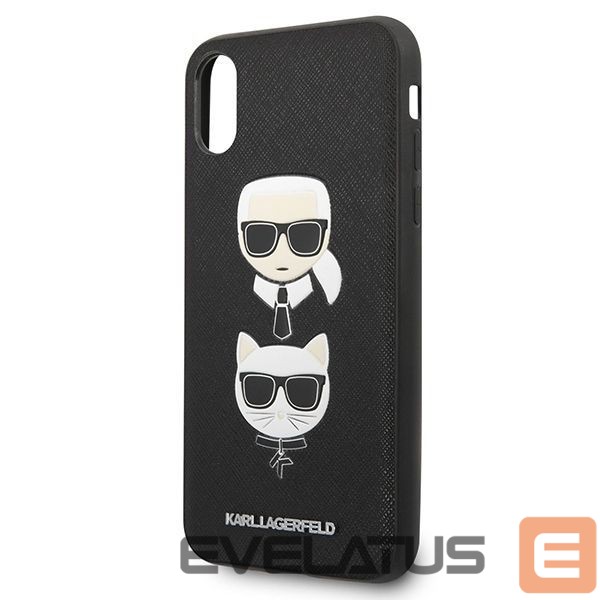 Nugarėlės dėklai Karl Lagerfeld Karl Lagerfeld Saffiano Karl&Choupette Head case for iPhone X/XS - black