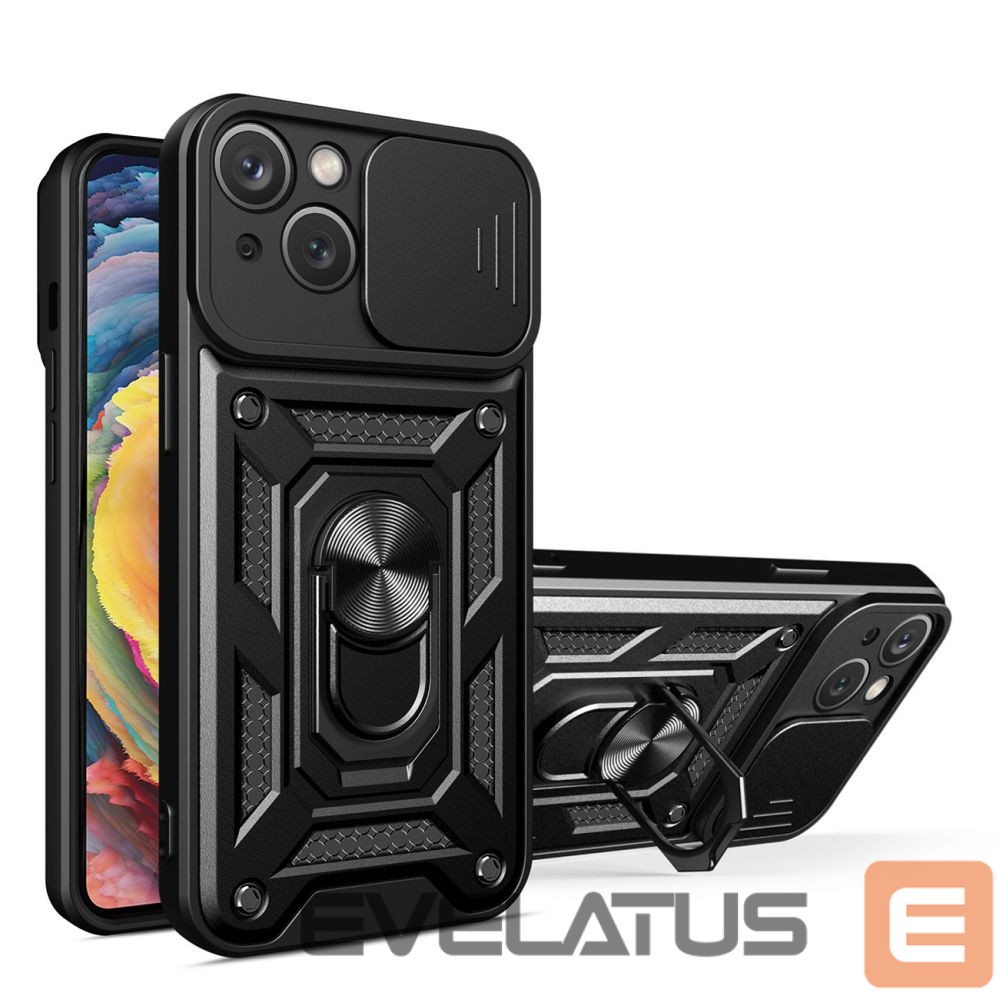Nugarėlės dėklai Hurtel Hybrid Armor Camshield case for Vivo Y16 / Vivo Y02s armored case with camera cover black