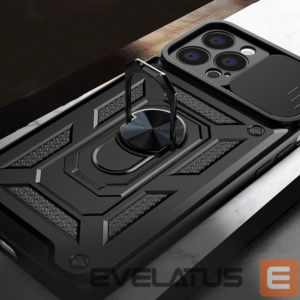 Nugarėlės dėklai Hurtel Hybrid Armor Camshield case for Vivo Y16 / Vivo Y02s armored case with camera cover black