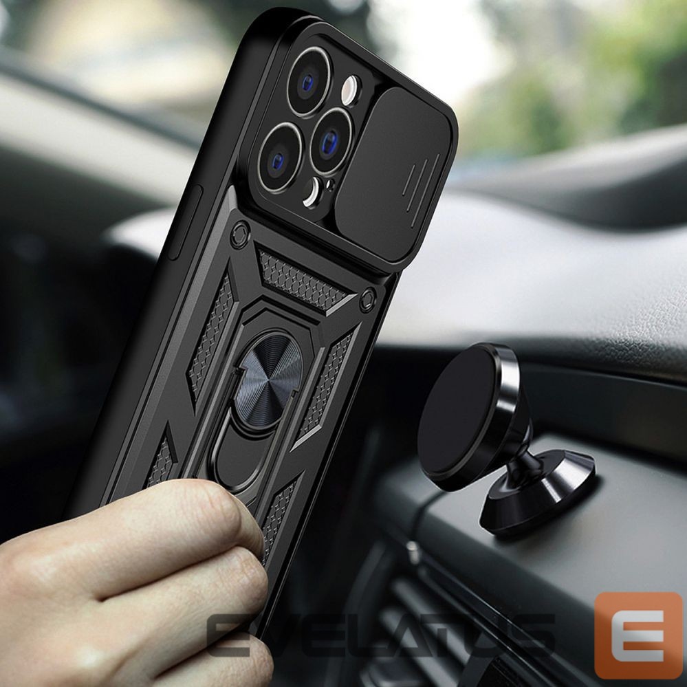 Nugarėlės dėklai Hurtel Hybrid Armor Camshield case for Vivo Y16 / Vivo Y02s armored case with camera cover black